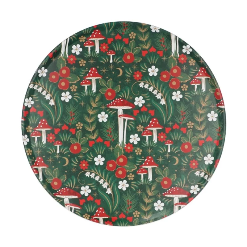 Woodland Mushroom Cake Tin | Round Metal Storage Tin For Bakers - 24 x 12cm