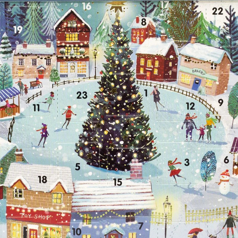 Skating in the Snow Advent Calendar Greetings Card | Christmas Advent Calendar