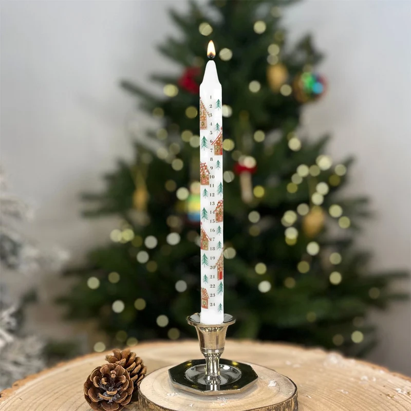 Gingerbread House Advent Candle | Numbered Christmas Countdown Candle 23cm
