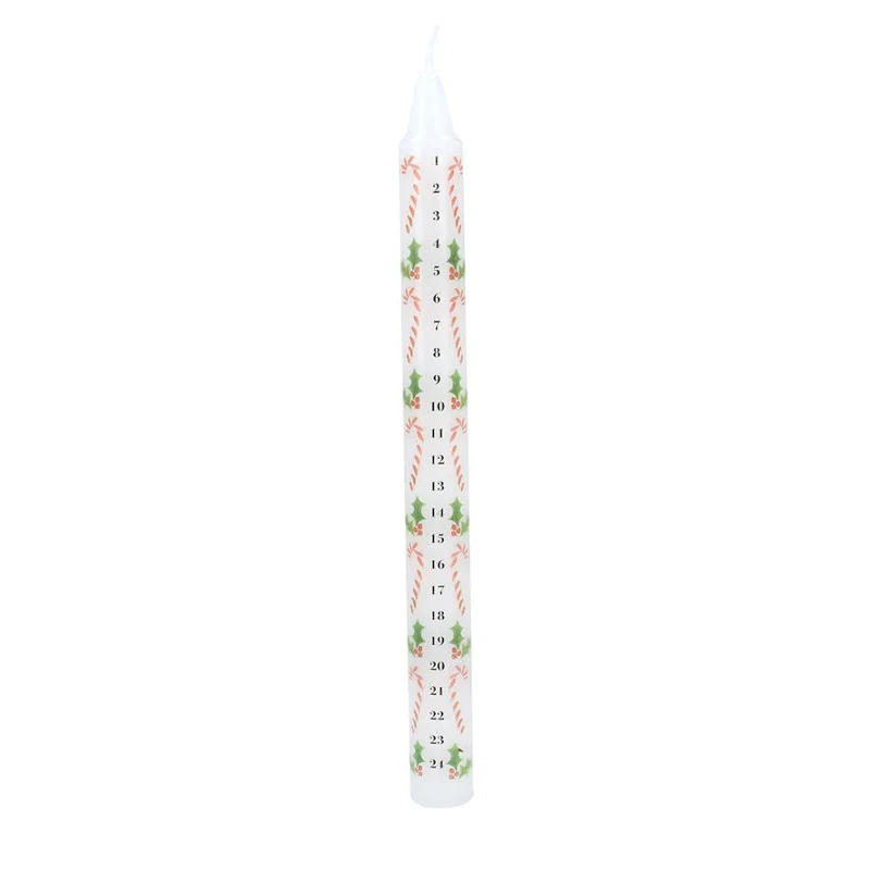 Candy Cane Advent Candle | Numbered Christmas Countdown Advent Calendar - 23cm