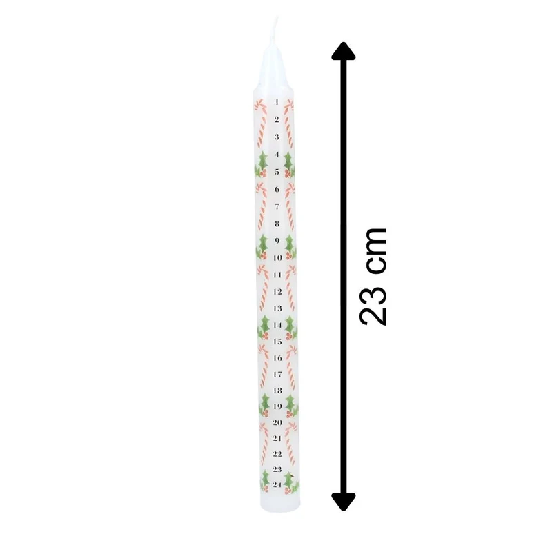 Candy Cane Advent Candle | Numbered Christmas Countdown Advent Calendar - 23cm