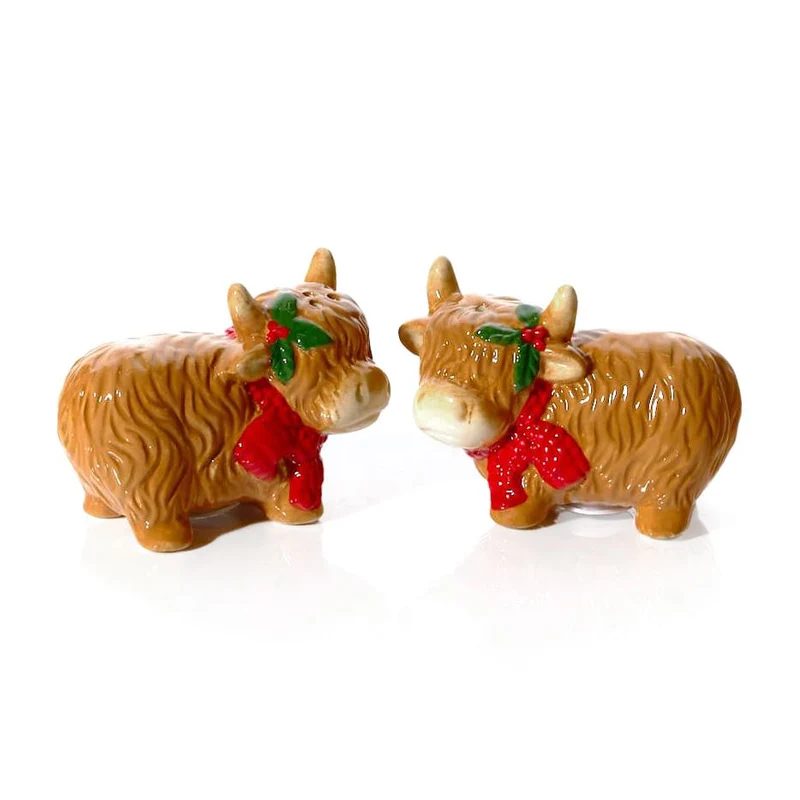 Novelty Christmas Salt & Pepper Shakers | Highland Cow Salt & Pepper Pots