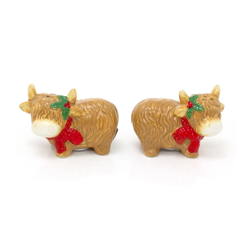 Novelty Christmas Salt & Pepper Shakers | Highland Cow Salt & Pepper Pots