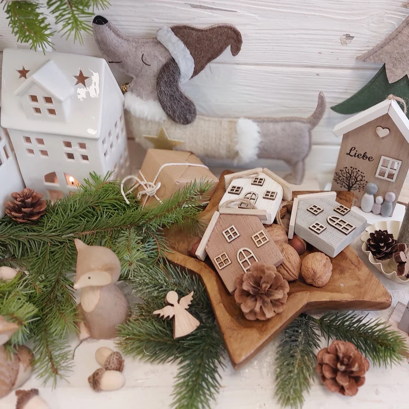 Dekoschale in Sternform aus Paulownia-Holz, 26 cm, Braun – rustikale Weihnachtsdeko zum Befüllen