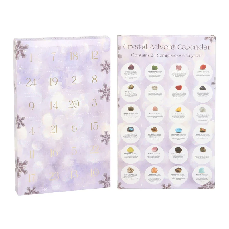 Crystal Advent Calendar with 24 Gemstones | Countdown to Christmas for Wellbeing
