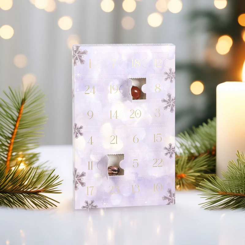 Crystal Advent Calendar with 24 Gemstones | Countdown to Christmas for Wellbeing