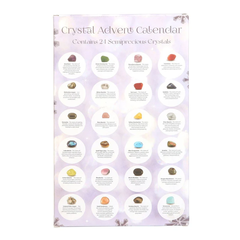 Crystal Advent Calendar with 24 Gemstones | Countdown to Christmas for Wellbeing