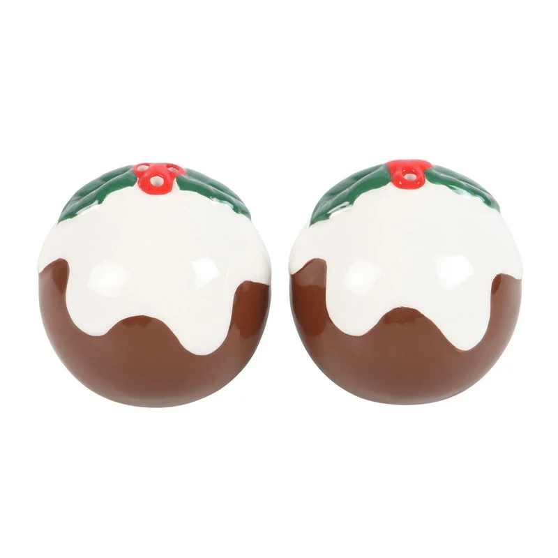 Christmas Pudding Salt & Pepper Shakers | Ceramic Christmas Salt & Pepper Pots