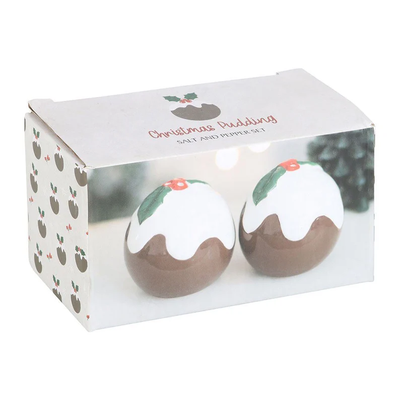 Christmas Pudding Salt & Pepper Shakers | Ceramic Christmas Salt & Pepper Pots