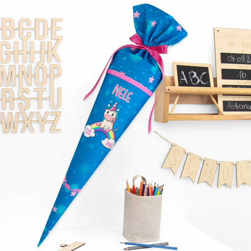 Deine Schultüte aus Stoff mit Wunschname - Mädchen Modell 8 - 85 cm