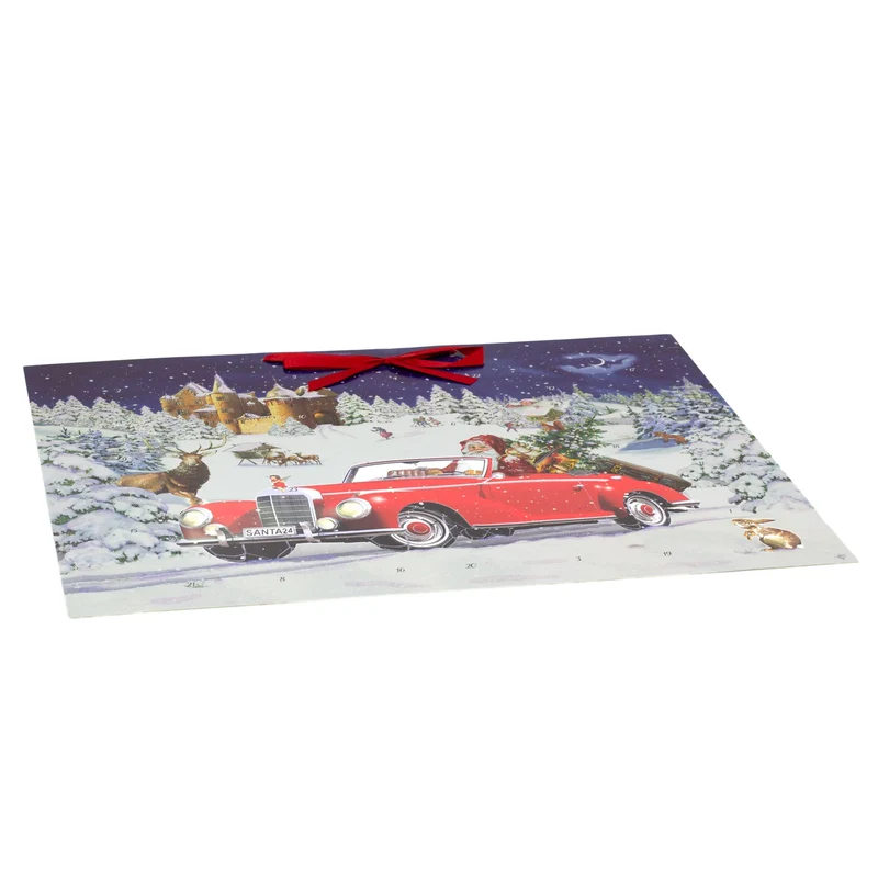Santa Road Trip Advent Calendar | Father Christmas in Car with 24 Glittery Doors - 52x38cm