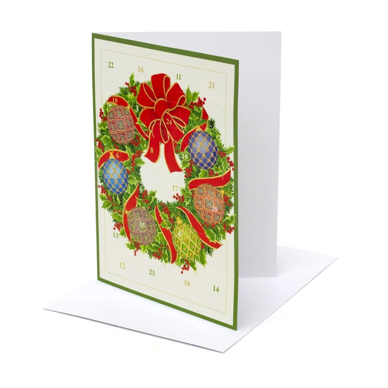 Imperial Wreath Advent Calendar Card with Envelope | Christmas Advent Calendar