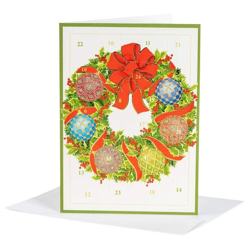 Imperial Wreath Advent Calendar Card with Envelope | Christmas Advent Calendar