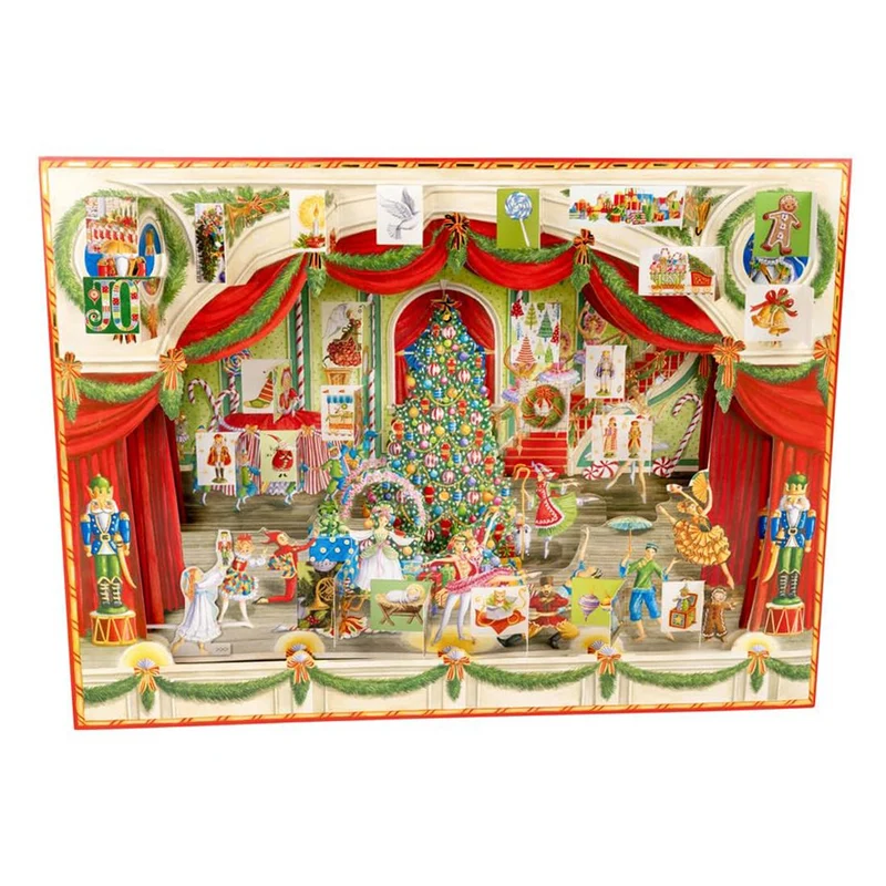 3D Ballet Christmas Advent Calendar - Glittered Pop-Up Theatre with 24 Doors - 43x32cm