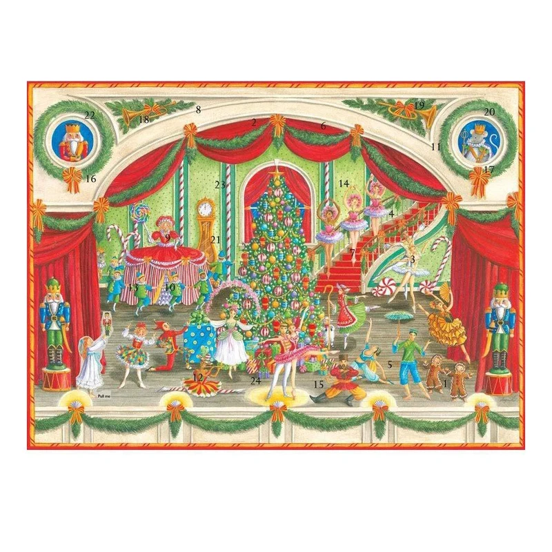 3D Ballet Christmas Advent Calendar - Glittered Pop-Up Theatre with 24 Doors - 43x32cm
