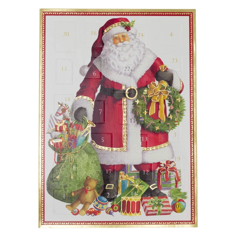 Santa Claus Advent Calendar Card with Envelope | Christmas Advent Calendar