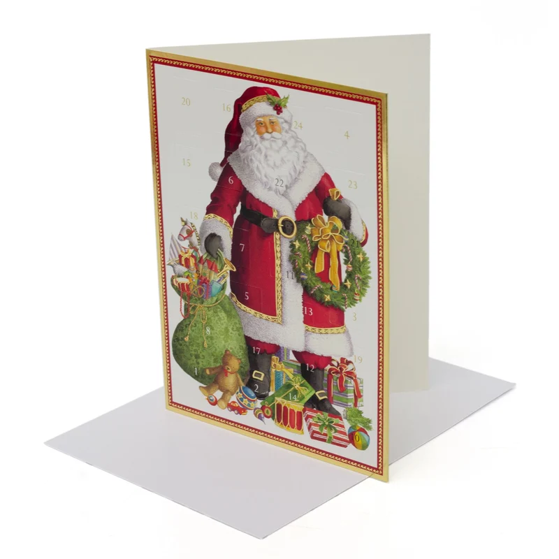 Santa Claus Advent Calendar Card with Envelope | Christmas Advent Calendar