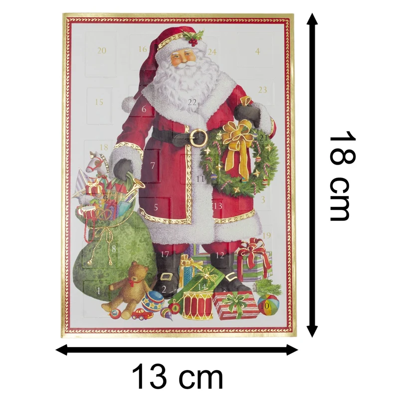 Santa Claus Advent Calendar Card with Envelope | Christmas Advent Calendar
