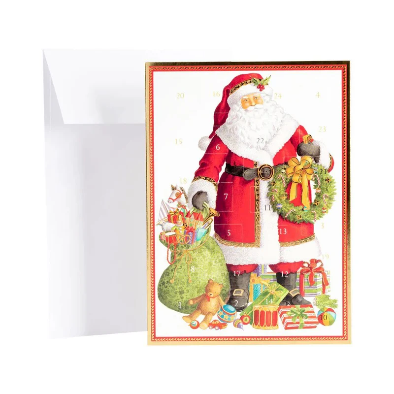 Santa Claus Advent Calendar Card with Envelope | Christmas Advent Calendar