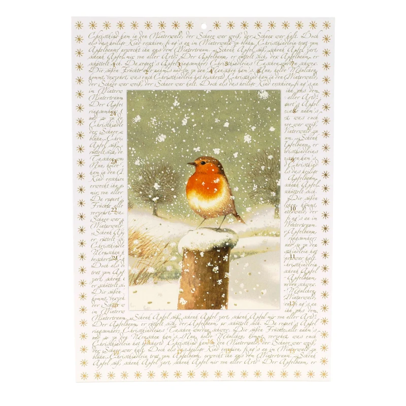 Christmas Robin Advent Calendar | Traditional Winter Scene with 24 Festive Doors