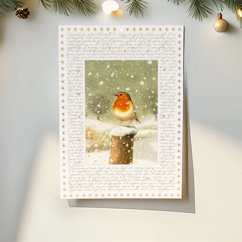 Christmas Robin Advent Calendar | Traditional Winter Scene with 24 Festive Doors