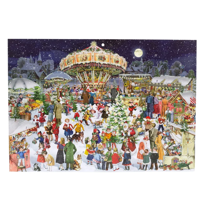 Christmas Market Advent Calendar | Traditional Advent Calendar - 42x29.5cm