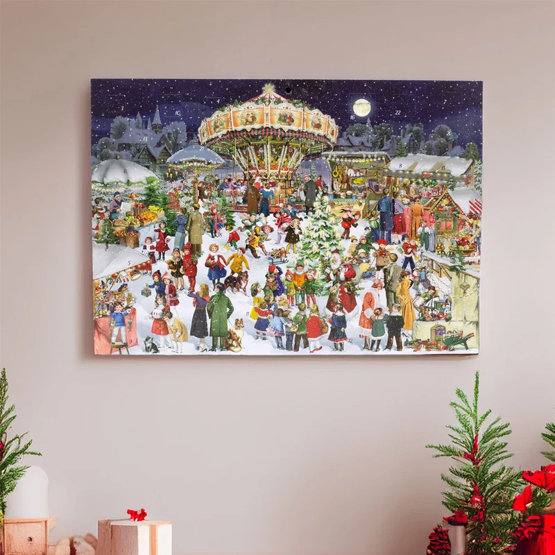 Christmas Market Advent Calendar | Traditional Advent Calendar - 42x29.5cm
