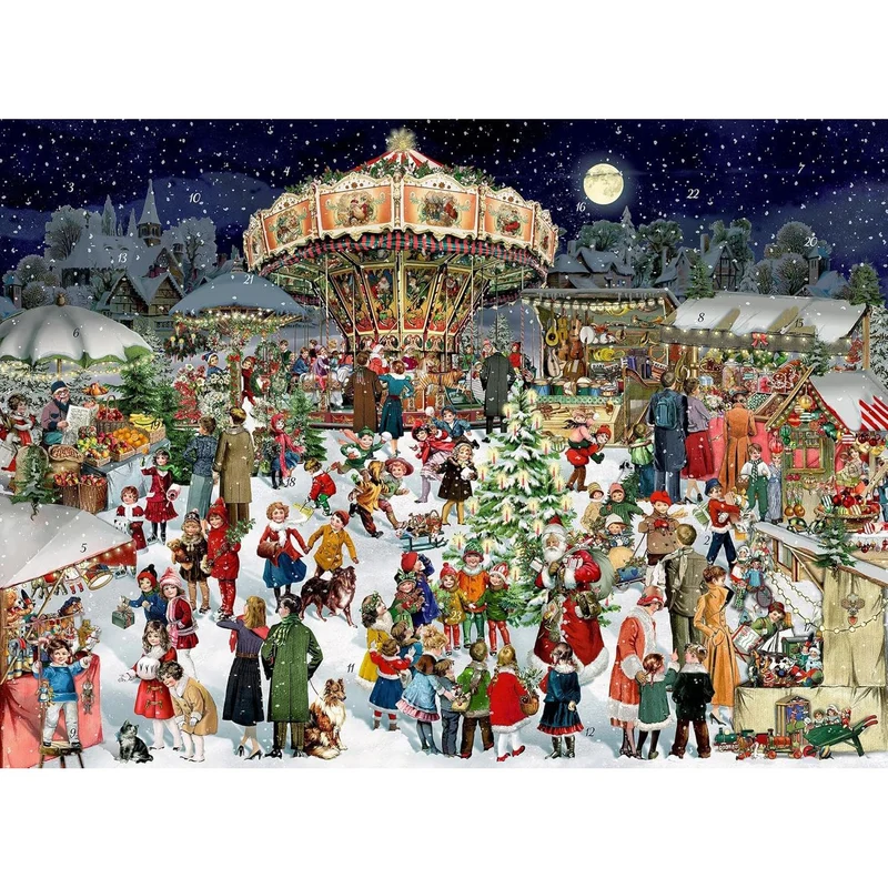 Christmas Market Advent Calendar | Traditional Advent Calendar - 42x29.5cm