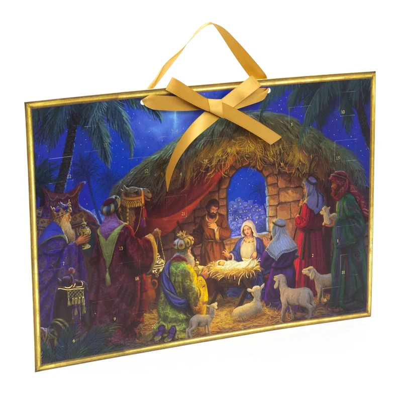 Nativity Christmas Advent Calendar | Religious Calendar with Manger Scene - A3