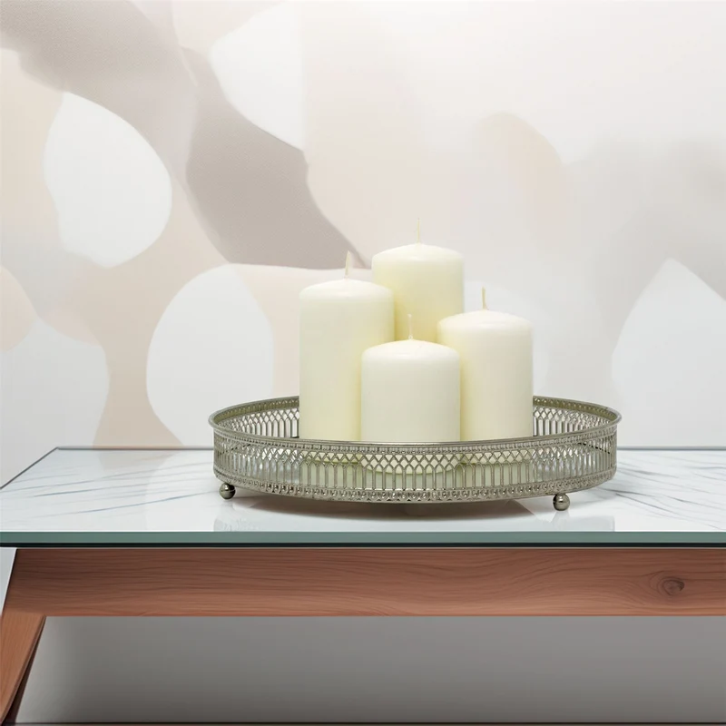 Set of 4 Unscented Ivory Pillar Candles | Long-Burning Candles for Home & Events