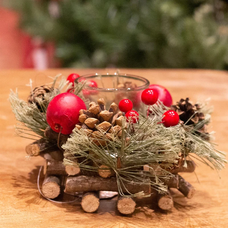 Handcrafted Christmas Tealight Candle Holder ~ Xmas Table Centrepiece