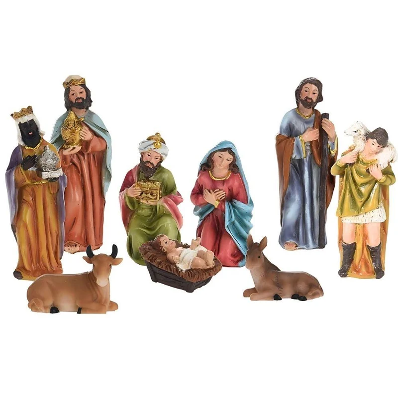 Traditional Nativity Set With 9 Detailed Figurines