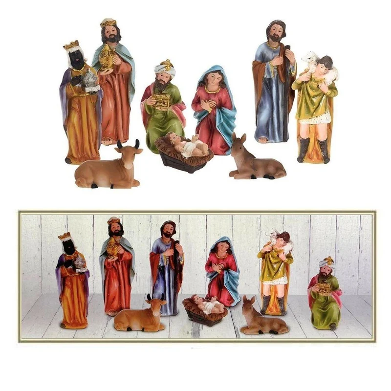 Traditional Nativity Set With 9 Detailed Figurines