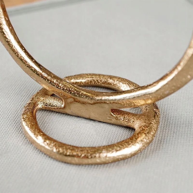 Round Ring Gold Metal Candlestick | Tapered Dinner Candle Holder - 15 cm