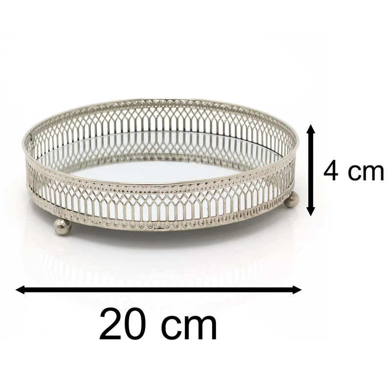 Silver Effect Mirror Tealight Candle Tray Plate 20Cm