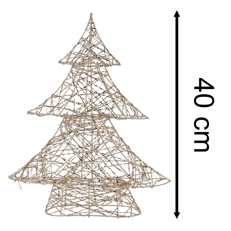 Gold Christmas Tree Light | Gold Wire LED Standing Tree Decoration - 30cm