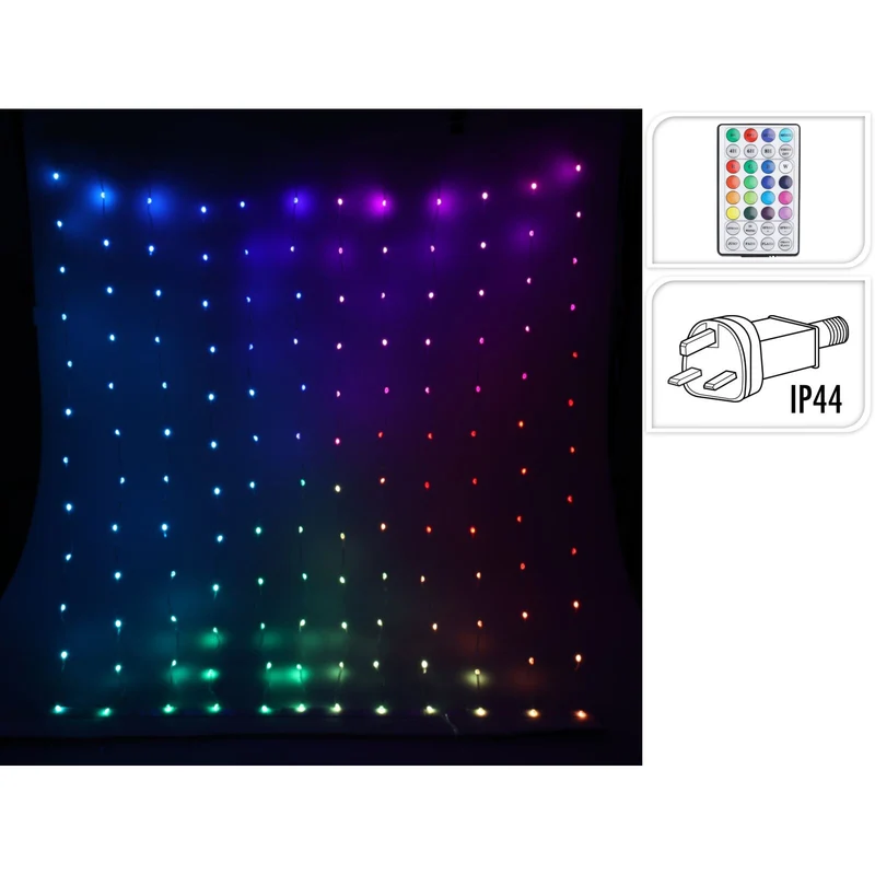 400 RGB LED Colour Changing Curtain Lights | Multi-coloured Window Lights 5x2x2m