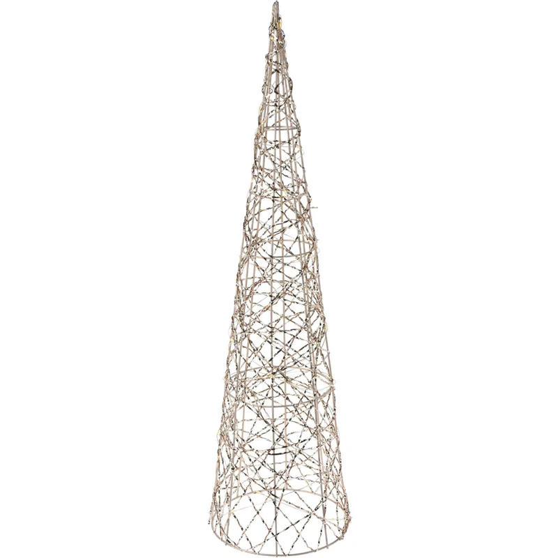 Gold Cone LED Christmas Tree | Warm White Pre-lit Light-Up Tree Cone - 60cm