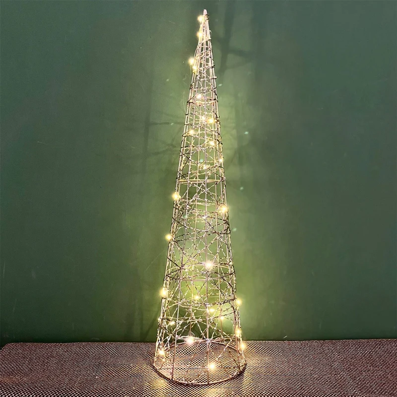 Gold Cone LED Christmas Tree | Warm White Pre-lit Light-Up Tree Cone - 60cm