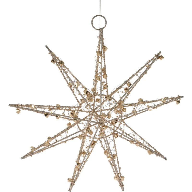 3D Gold Christmas Star Light | 20 LED Battery Operated Window Decoration - 32cm