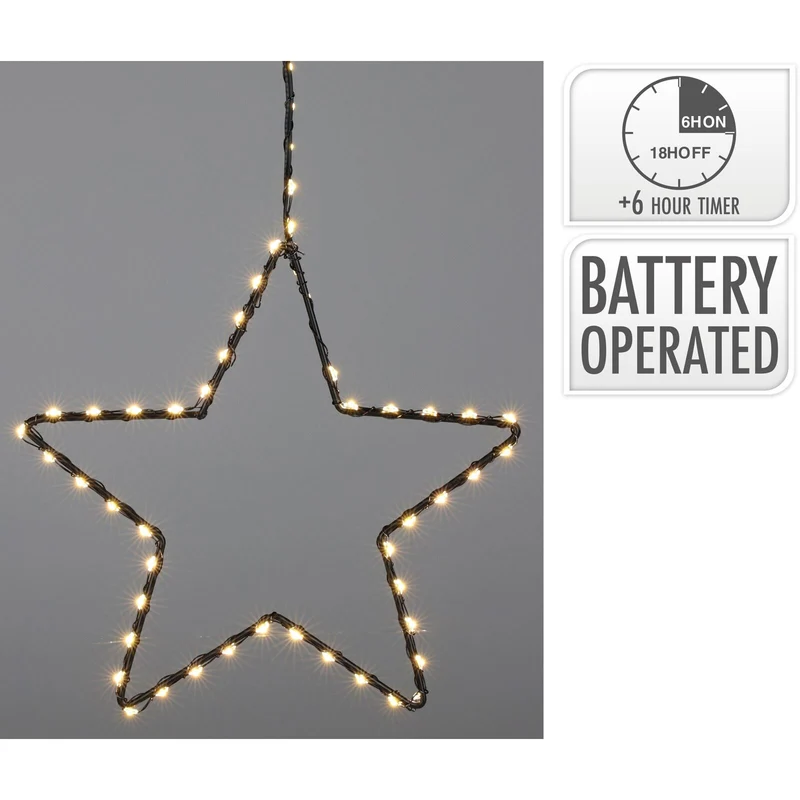 Small Silhouette LED Christmas Star | 52 LED Star Light Window Decoration - 20cm