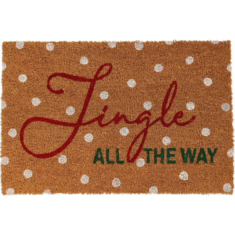 Jingle All The Way Christmas Doormat | Festive Coir Welcome Door Mat - 59x39cm