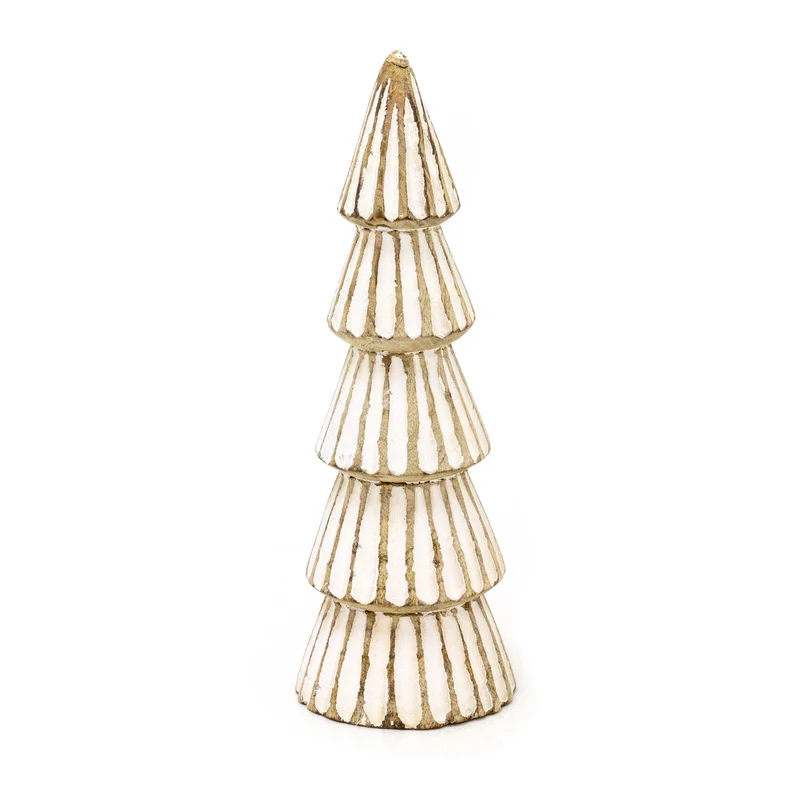 Shabby Chic White Wooden Christmas Tree | Freestanding Rustic Ornament - 21cm