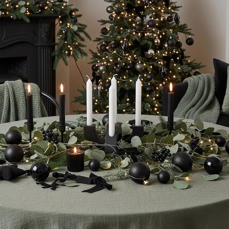 Adventskranz modern Kerzenhalter aus Gießbeton minimalistisch Weihnachtsdeko Halbkreis Schwarz
