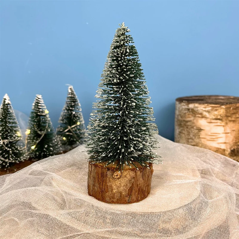 Snowy Green Mini Bottle Brush Christmas Tree | Snow-Flocked Pine Tree - 15cm
