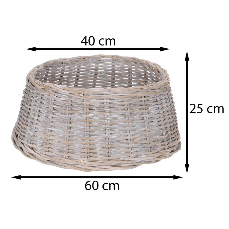 Natural Woven Wicker Christmas Tree Skirt | Kubu Rattan Tree Base Cover - 60cm