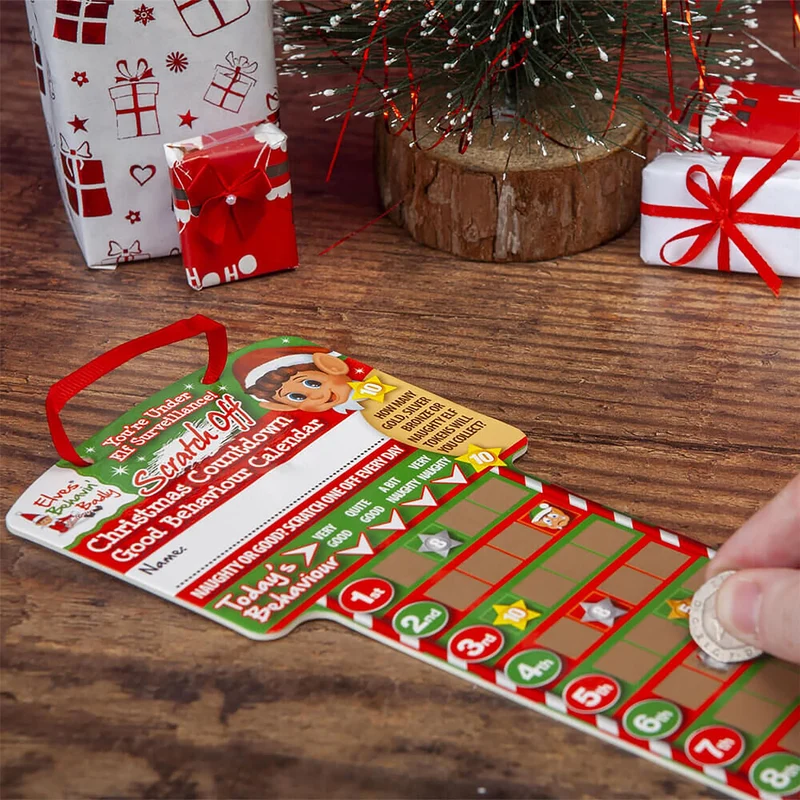 Elf Scratch-off Christmas Advent Calendar | Advent Good Behaviour Chart for Kids