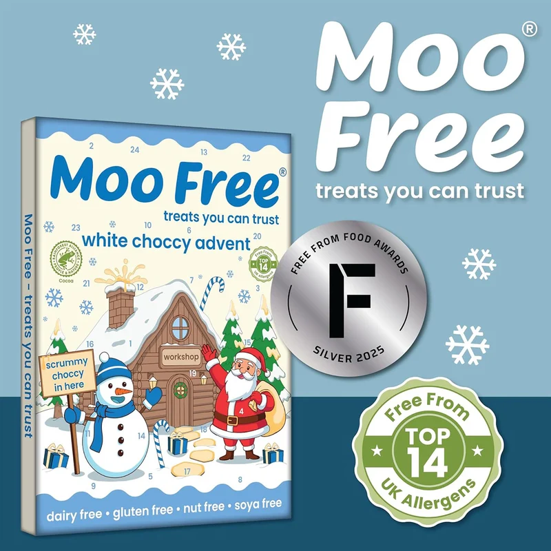 Moo Free Children's Dairy-Free White Chocolate Advent Calendar | Vegan & Gluten-Free 70g