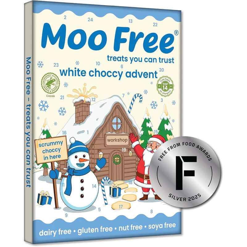 Moo Free Children's Dairy-Free White Chocolate Advent Calendar | Vegan & Gluten-Free 70g