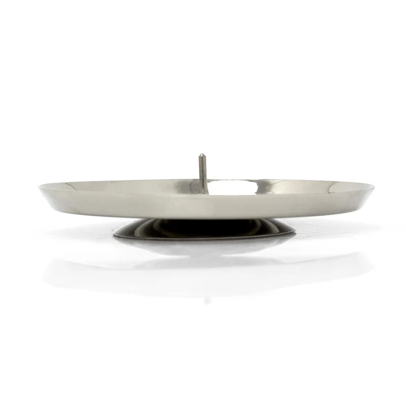Silver Round Metal Spike Candle Holder Pillar Candle Plate Stand 10cm